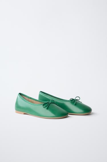 BOW BALLET FLATS — Green 2