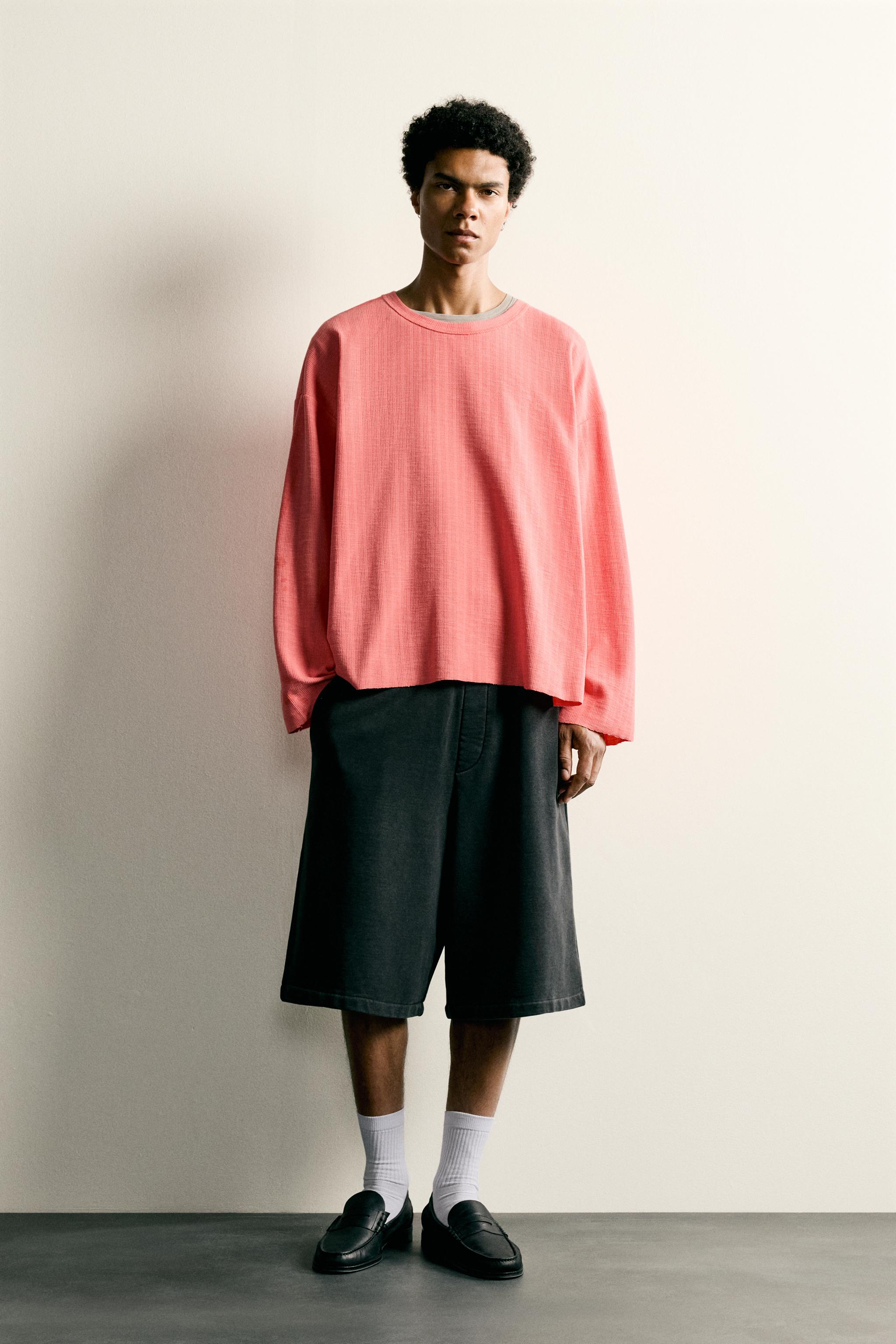 ロングスリーブ リラックスフィットTシャツ - コーラル | ZARA Japan