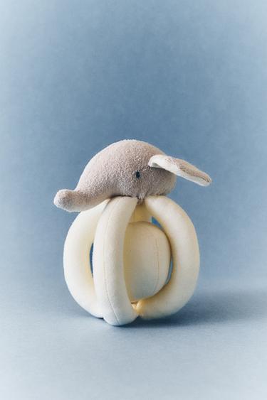 CHILDREN'S ELEPHANT RATTLE SOFT TOY - Grey / Beige by Zara