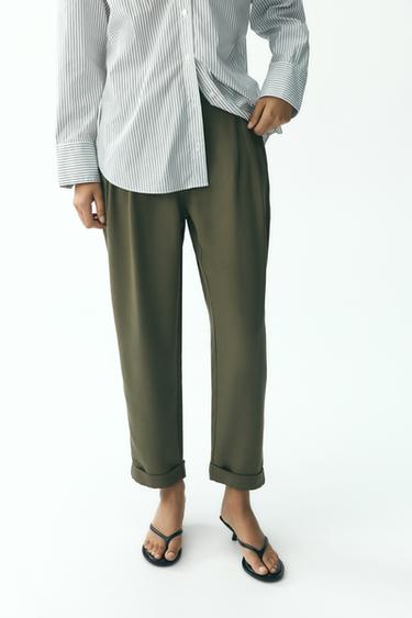 CALÇA COM DOBRA - Caqui-escuro da Zara