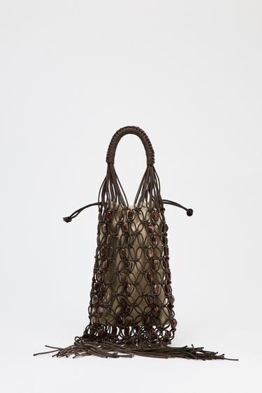 SACKTASCHE MIT SCHMUCKPERLEN - Braun von Zara - Bild 0