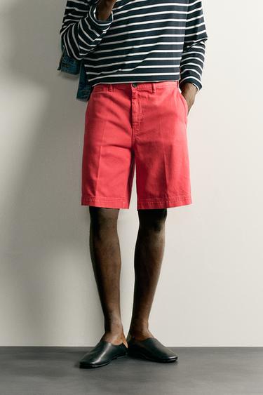 BERMUDA CHINO STRAIGHT FIT - Rouge de Zara