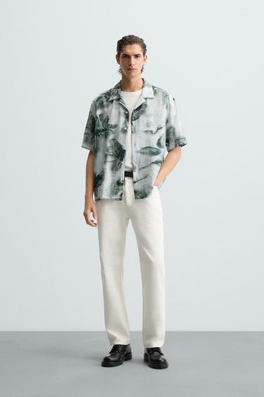 CAMISA ESTAMPADO ABSTRACTO - Verde / Crudo de Zara - Imagen 0