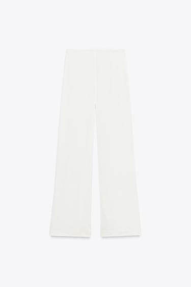 HIGH-WAIST SATIN TROUSERS - Ecru by Zara
