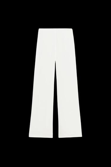 HIGH-WAIST SATIN TROUSERS - Ecru by Zara