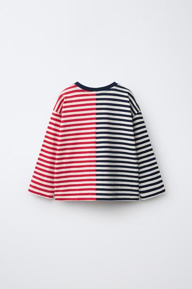 T-SHIRT À RAYURES COMBINÉ - rouge/bleu marine de Zara - Image 1