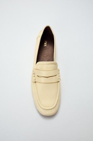 LEATHER PENNY LOAFERS - Ecru White by Zara