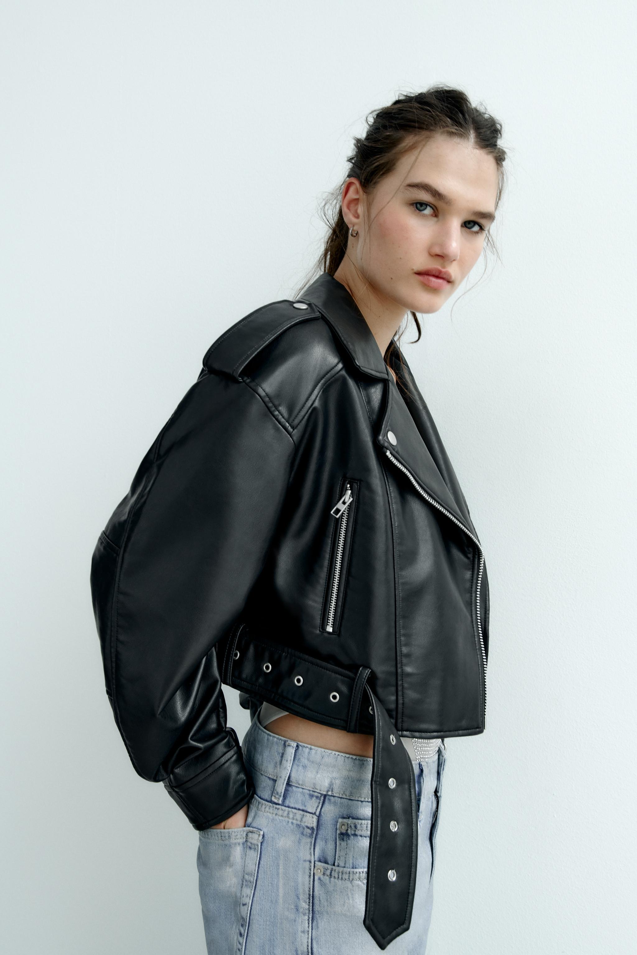 Cropped biker jacket clearance zara