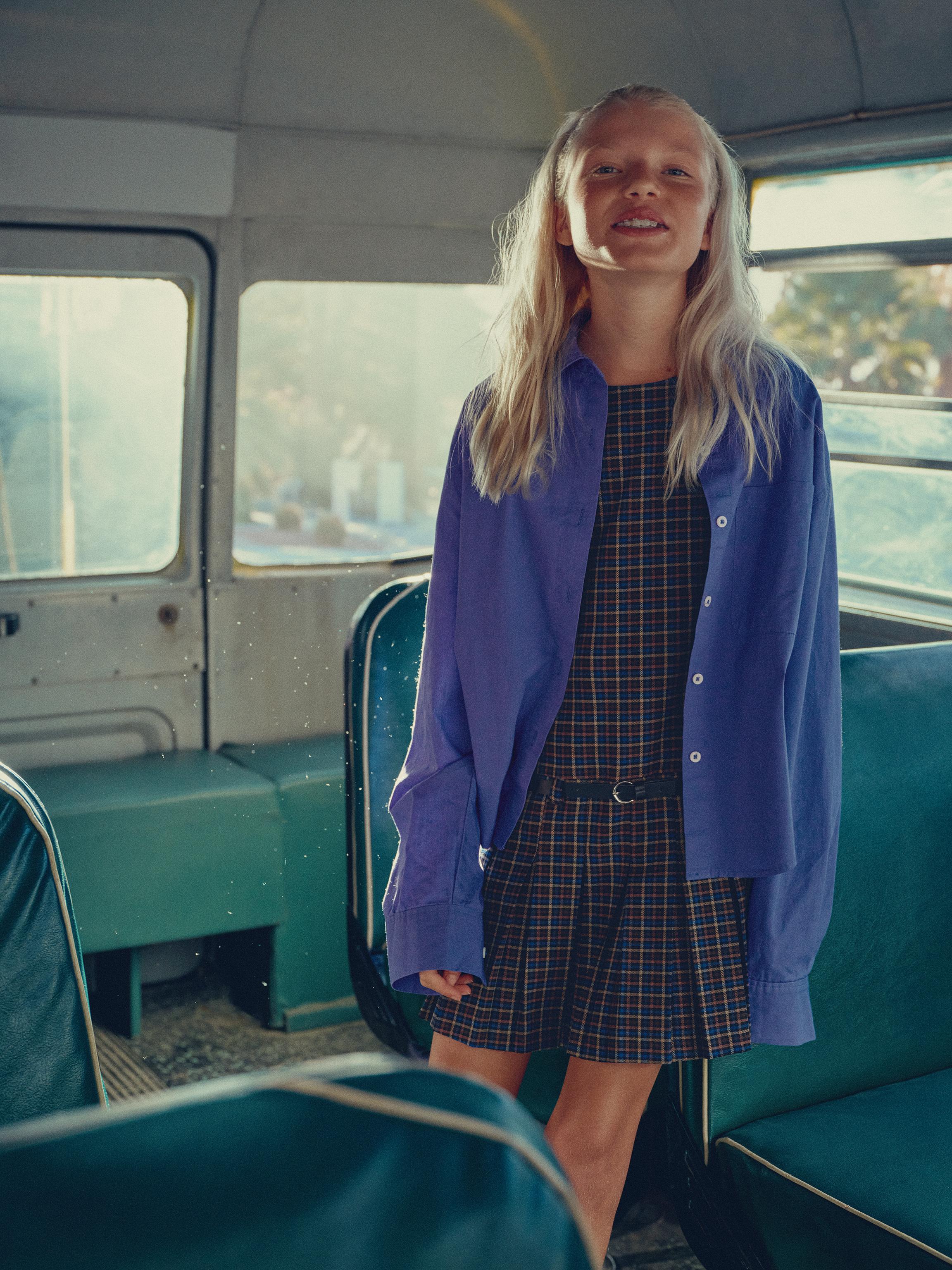 PLAID BELTED PINAFORE DRESS — Brown-Blue