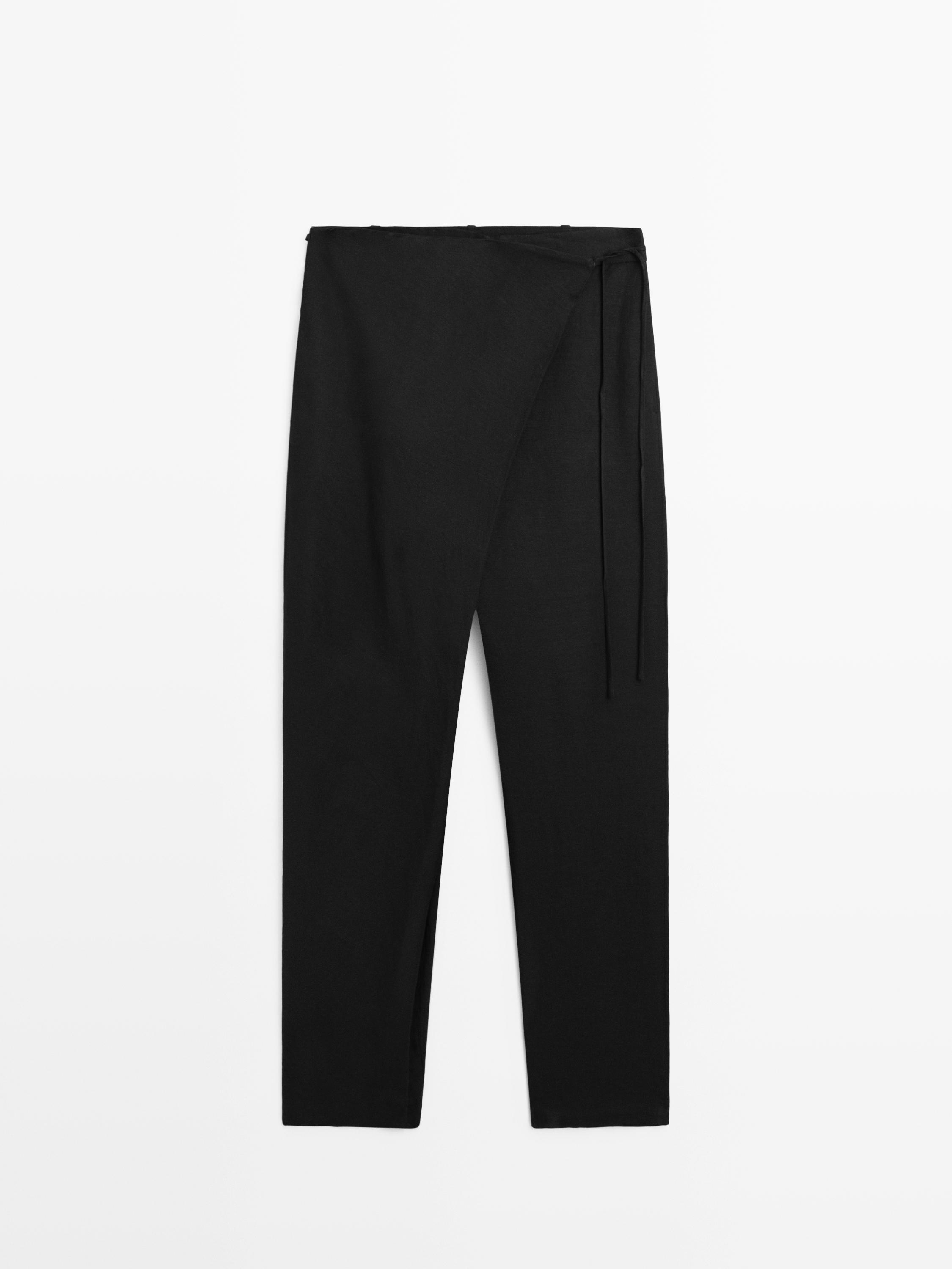 Flowing pareo trousers with tie detail