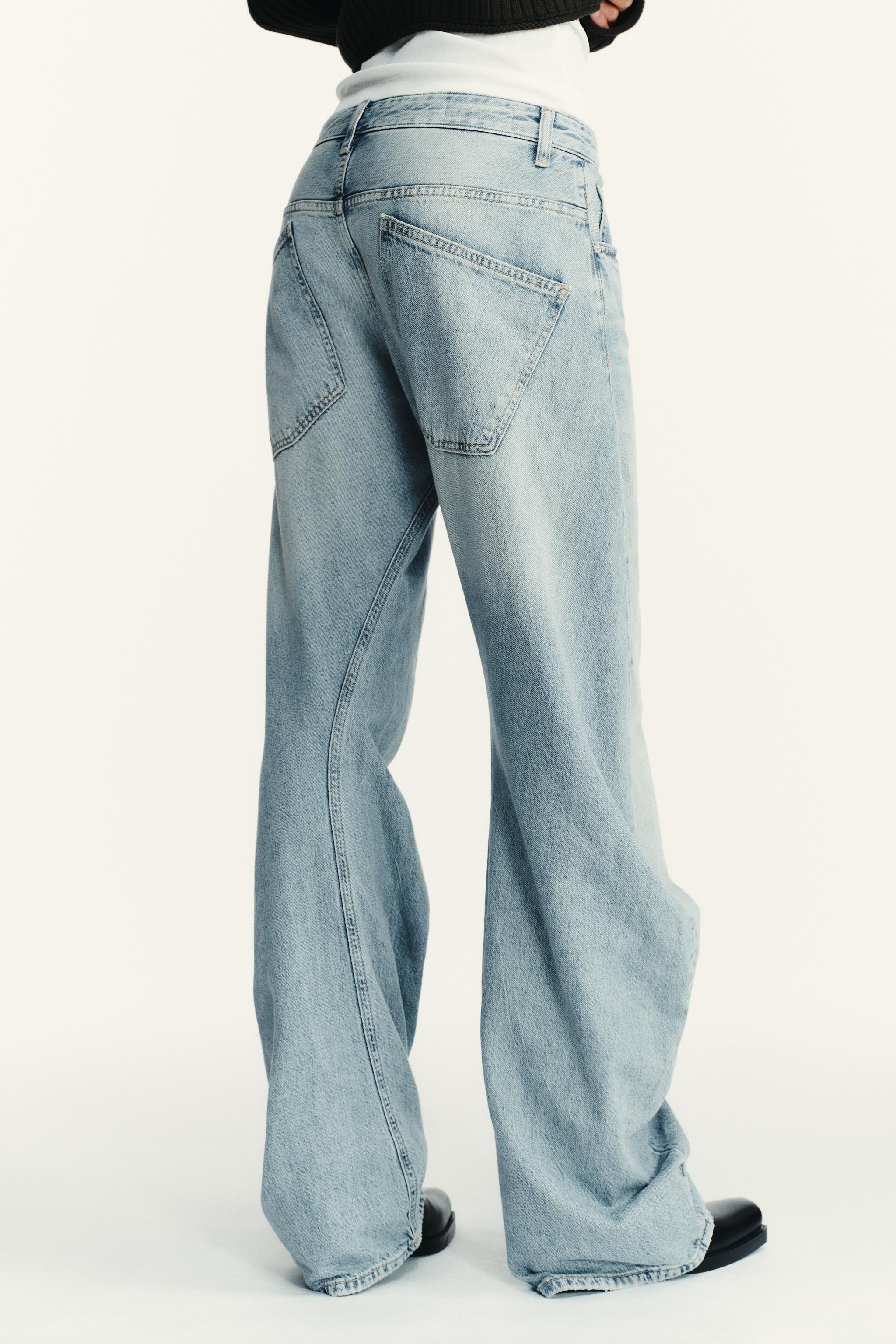 TRF SHIFTED SEAM LOW WAIST JEANS - Light blue | ZARA United