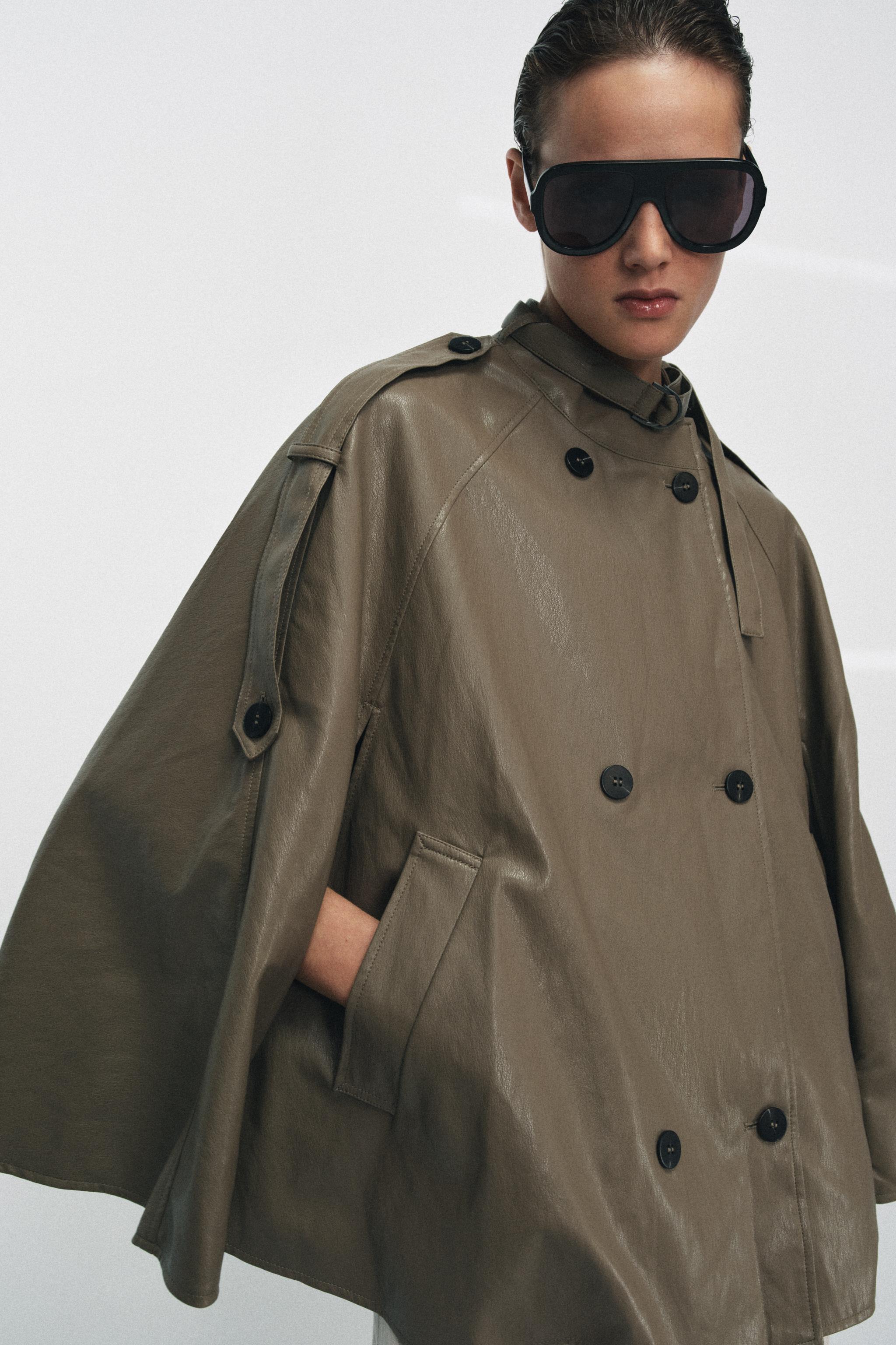 ZW COLLECTION FAUX LEATHER CAPE JACKET