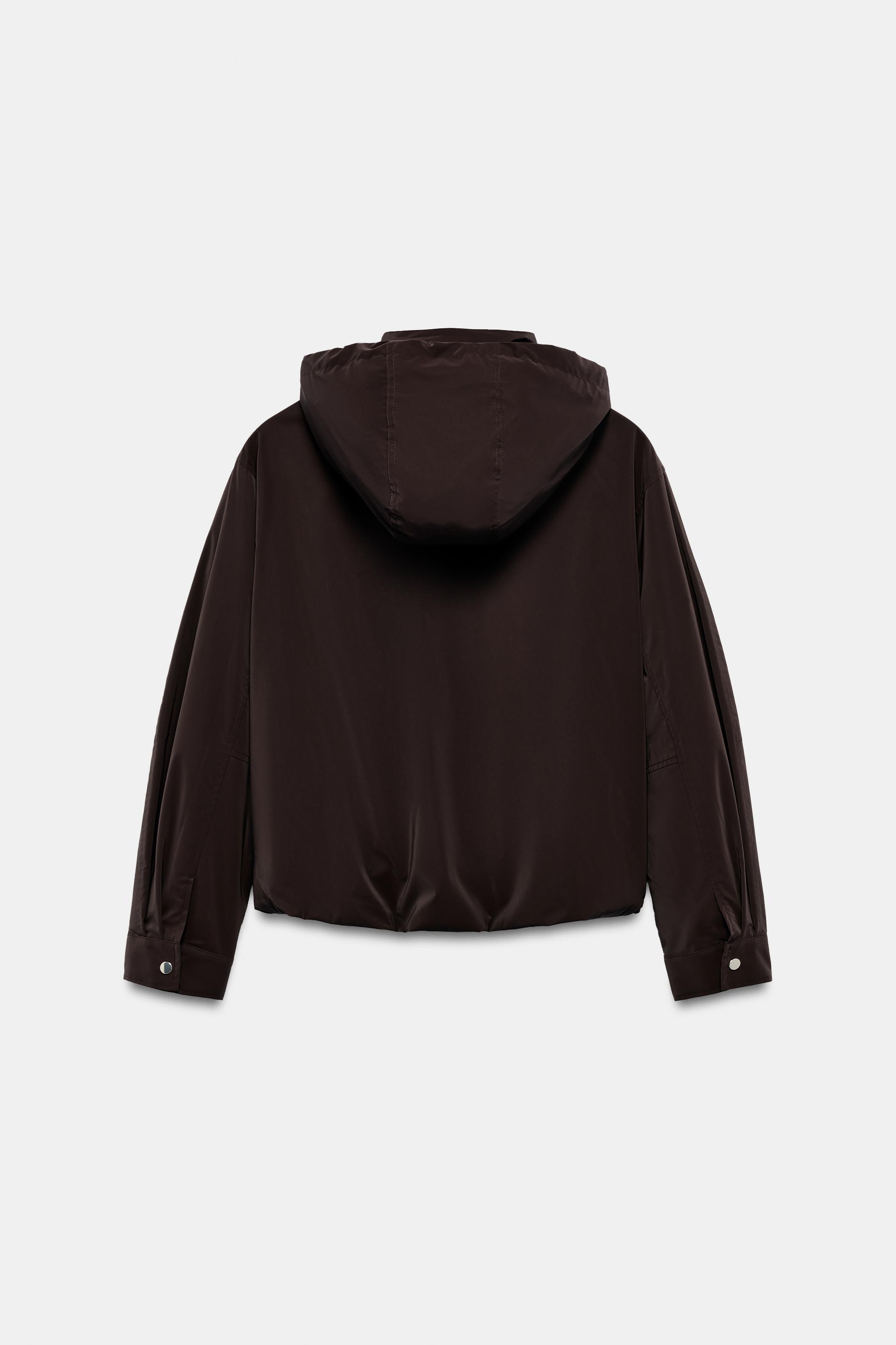 RUBBERISED HOODED JACKET — Brown