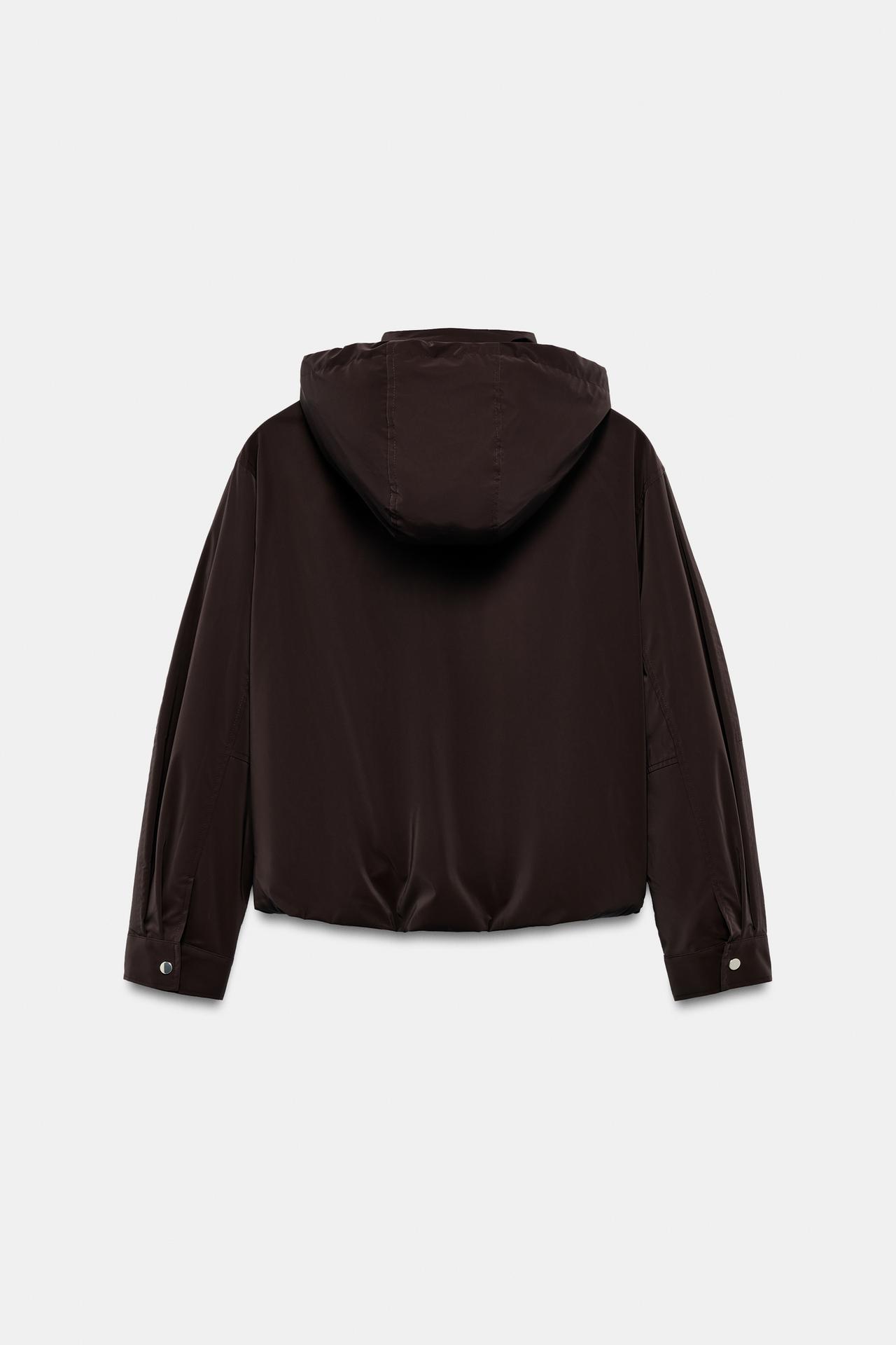 RUBBERISED HOODED JACKET — Brown