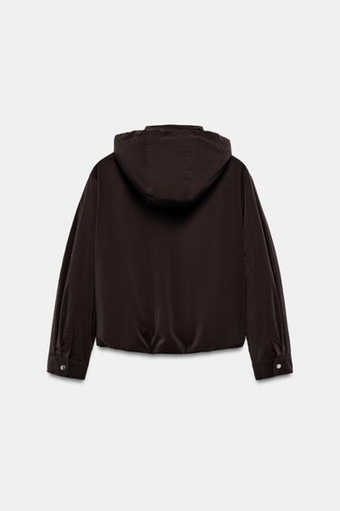 RUBBERISED HOODED JACKET — Brown 2