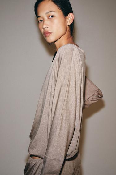 ELASTICATED HEM T-SHIRT - Pink marl by Zara