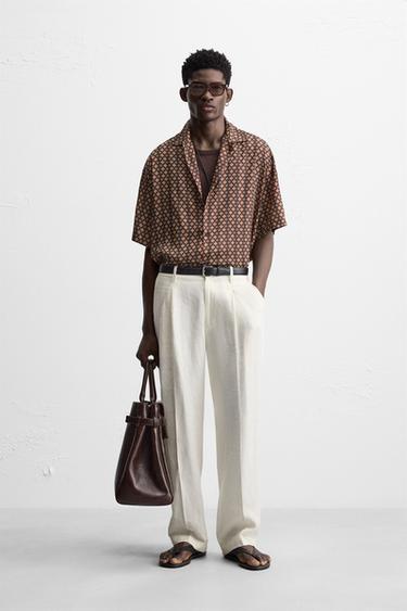 Zara GEOMETRIC PRINT SHIRT - Brown - Image 0