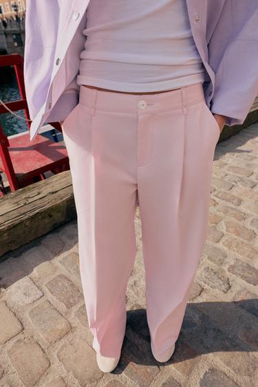 CHINO TROUSERS WITH DARTS - Pink by Zara - Image 4