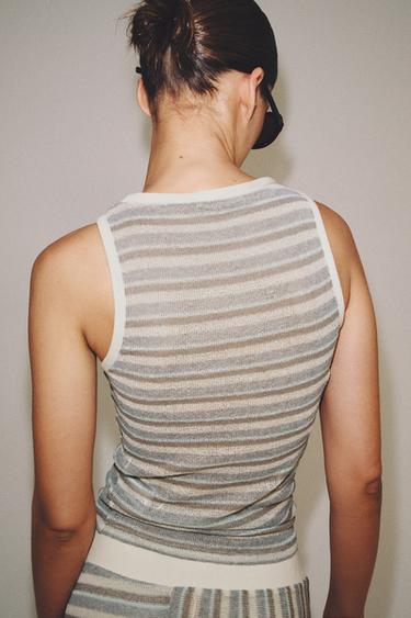 STRIPED SLEEVELESS TOP - Blue by Zara - Image 4