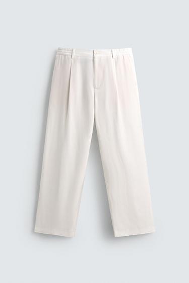 PANTALON COUPE DÉCONTRACTÉE PLIS - Blanc de Zara - Image 6