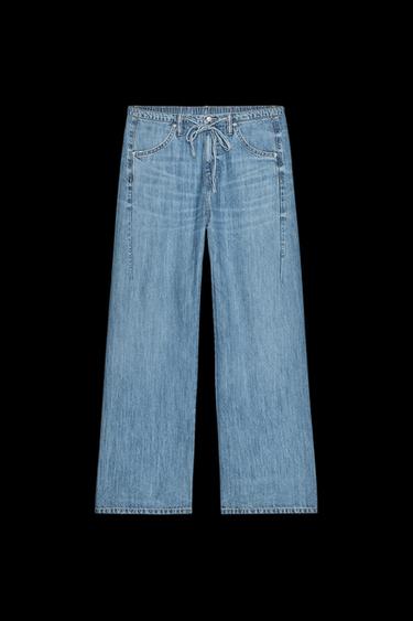 PANTALÓN FLUIDO DENIM TRF CORDÓN - Azul de Zara - Imagen 0