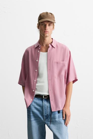 RELAXED FIT FLOWING SHIRT - Pink by Zara