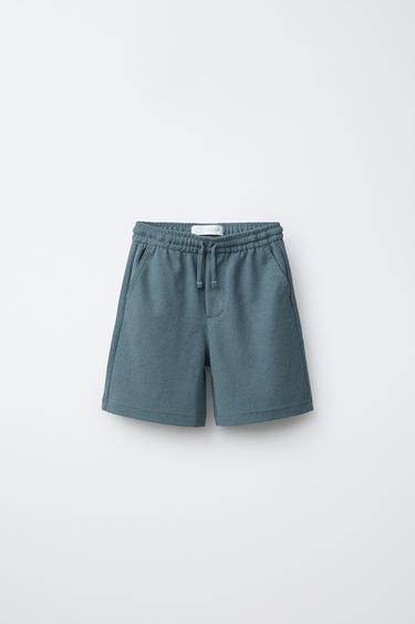RUSTIC BERMUDA SHORTS - Blue / Green by Zara