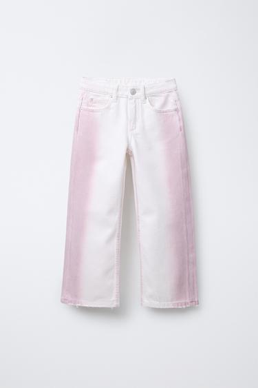 Zara TRAPERICE ŠIROKIH NOGAVICA S TIE DYE UZORKOM – svijetloružičasta