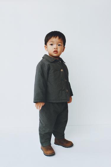 GINGHAM CHECK PUFFER JACKET - Black / Green by Zara