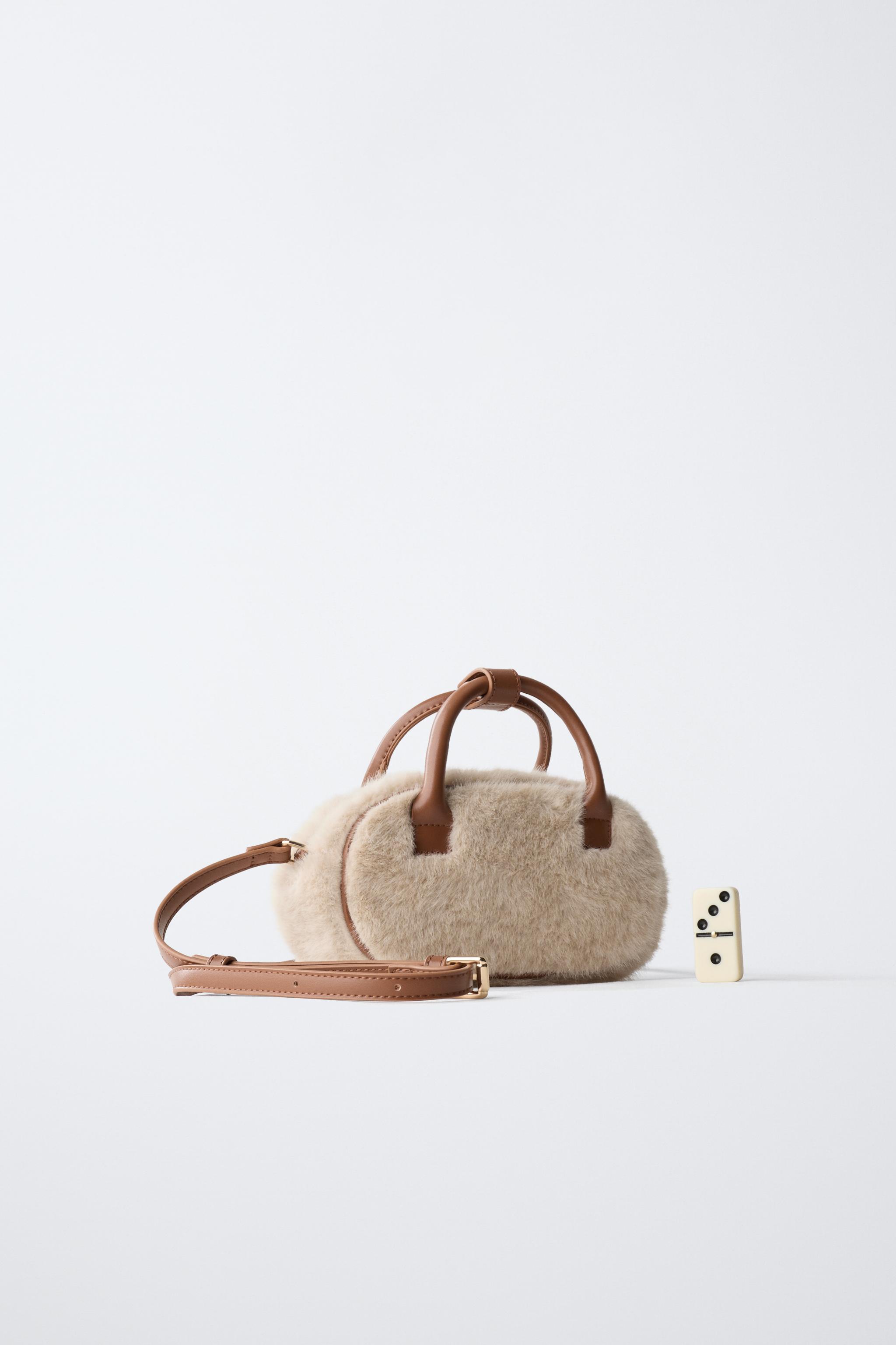 バッグ Bag Small (Zara) FAUX FUR BOWLING CROSSBODY BAG - Off White | ZARA Canada