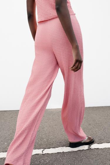 TEXTURED STRAIGHT-LEG TROUSERS - Pale pink by Zara - Image 2