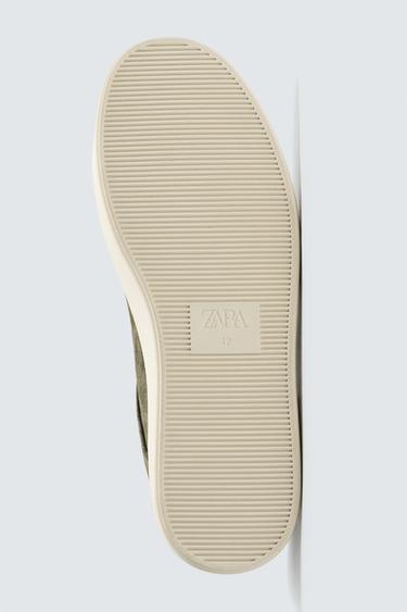 BASKETS EN CUIR - Vert kaki de Zara - Image 3