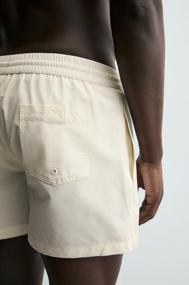 MID-LENGTH SEERSUCKER SWIMMING TRUNKS - Ecru by Zara - Image 5