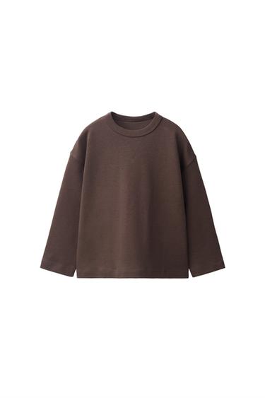 INTERLOCK PLAIN T-SHIRT - Brown by Zara