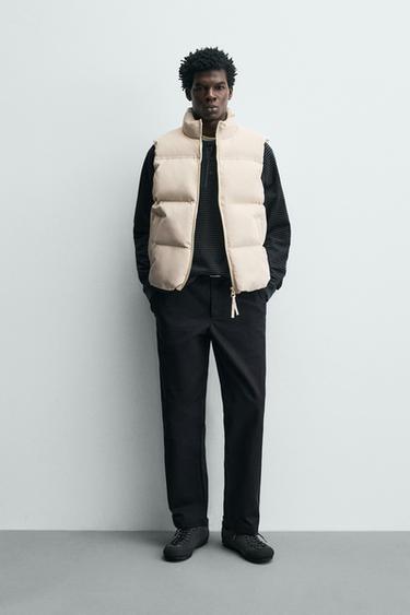REGULAR FIT PUFFER GILET - camel by Zara