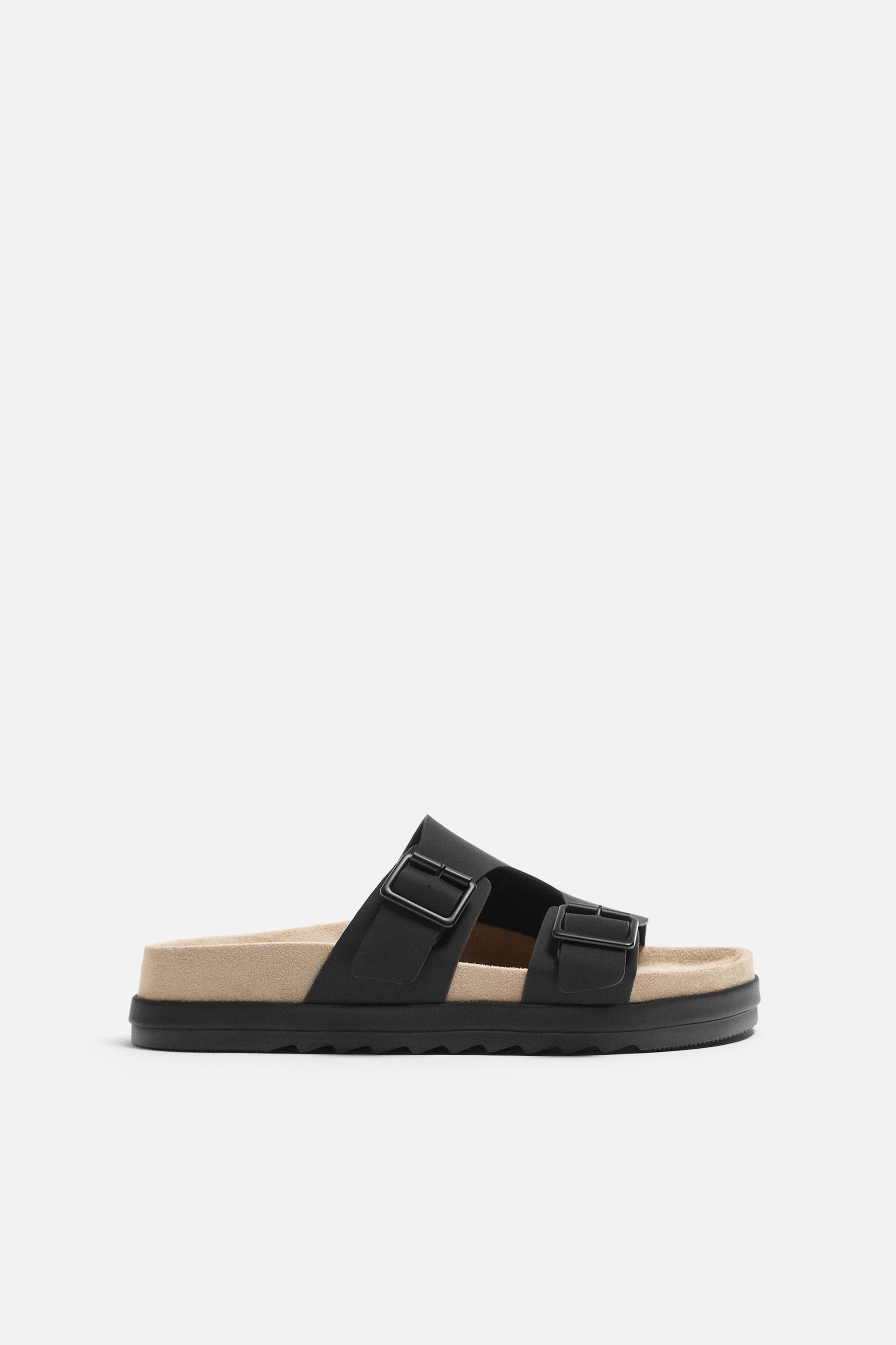 RUBBERISED DOUBLE STRAP SANDALS Black ZARA United Kingdom