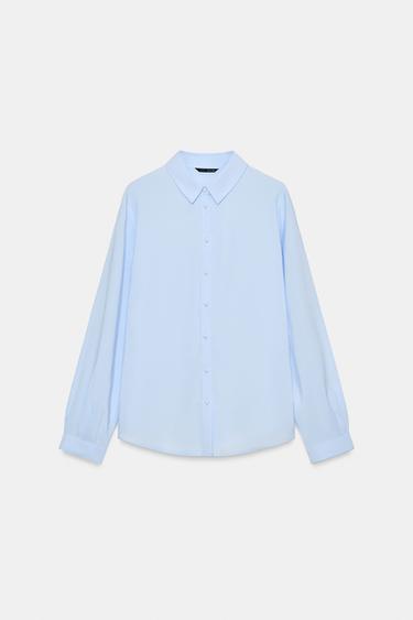 CAMISA MANGA LARGA PLIEGUES - Azul claro de Zara