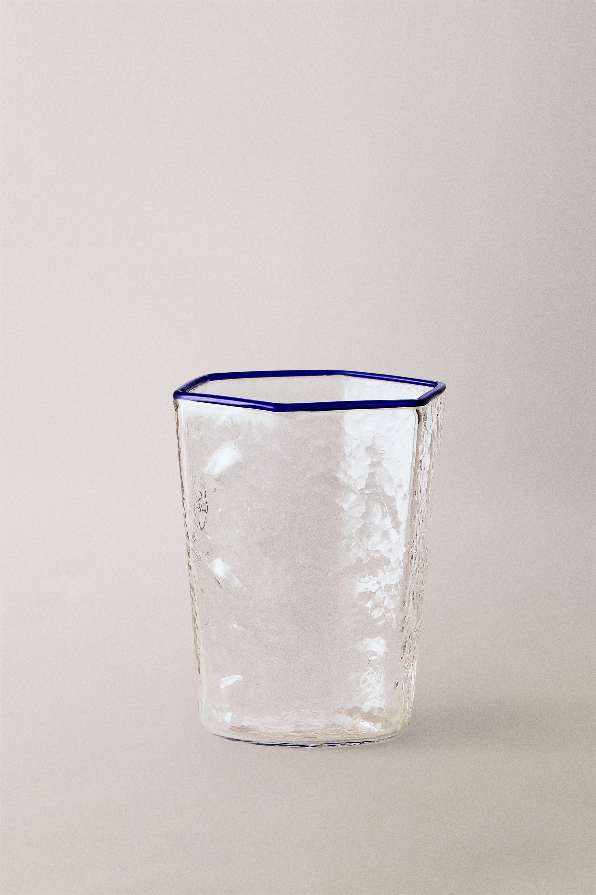 HEXAGONAL BOROSILICATE GLASS TUMBLER — Blue