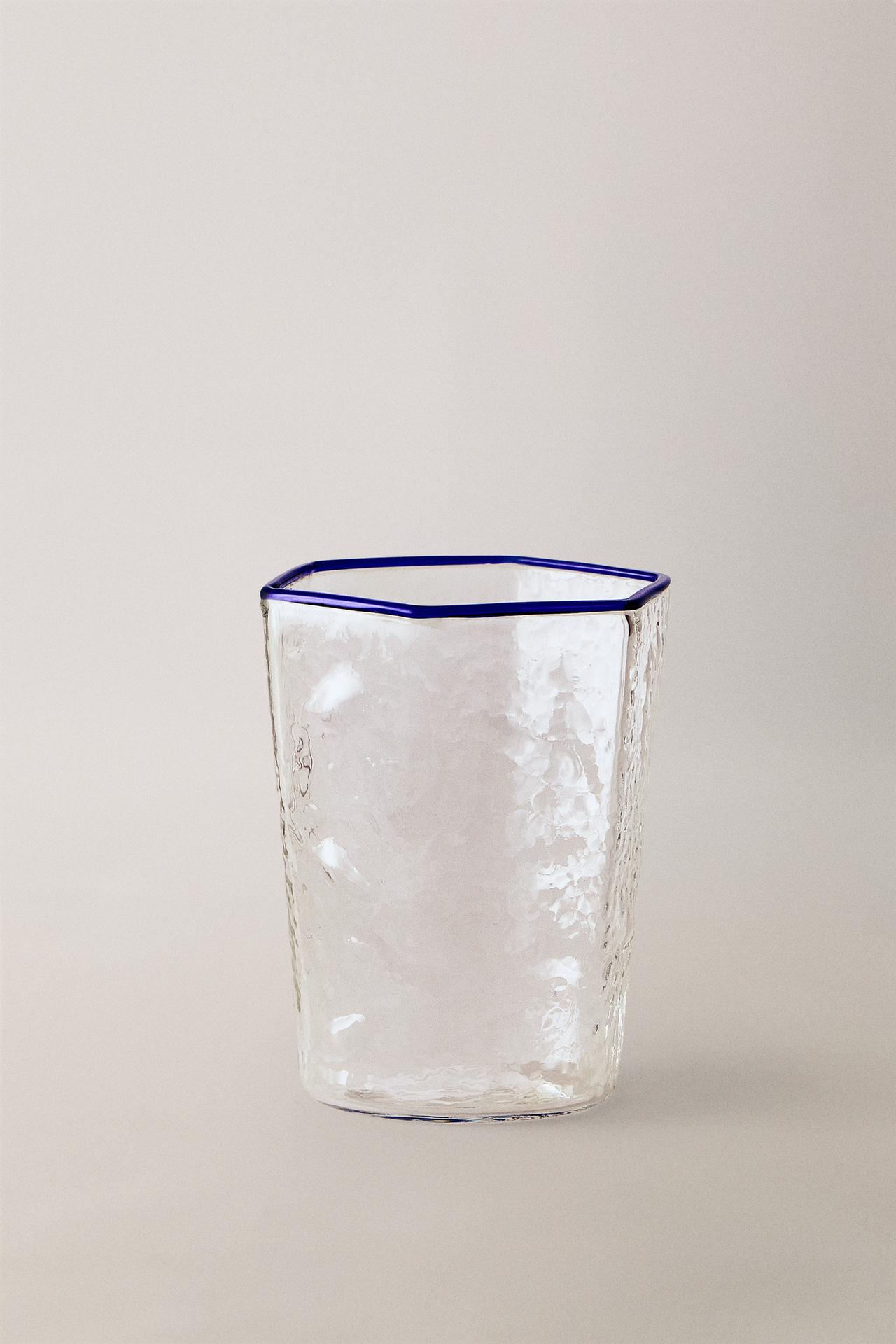 HEXAGONAL BOROSILICATE GLASS TUMBLER — Blue