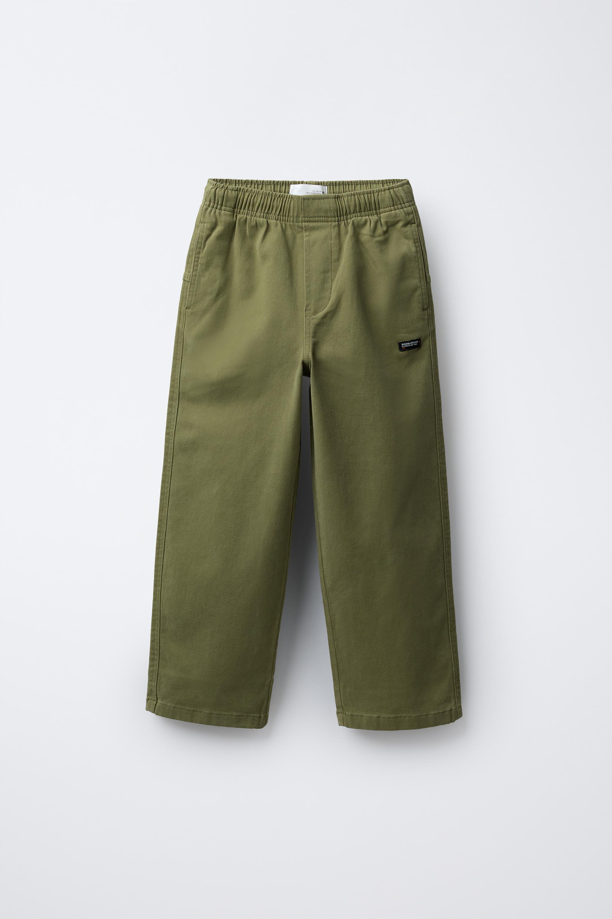 STRAIGHT LEG PANTS WITH LABEL - Greenish | ZARA United States