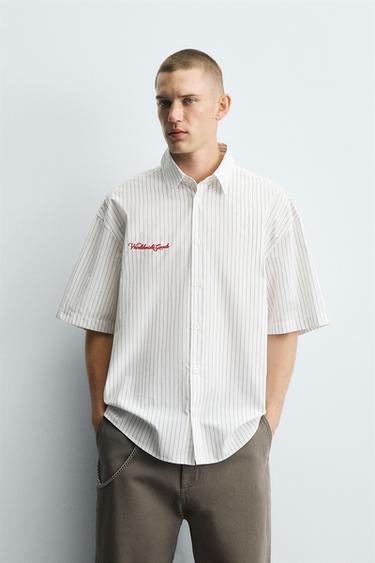 EMBROIDERED STRIPED SHIRT - striped by Zara