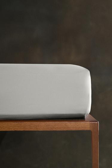(400 THREAD COUNT) COTTON SATEEN FITTED SHEET | 40 CM HIGH - Silver by Zara - Image 5
