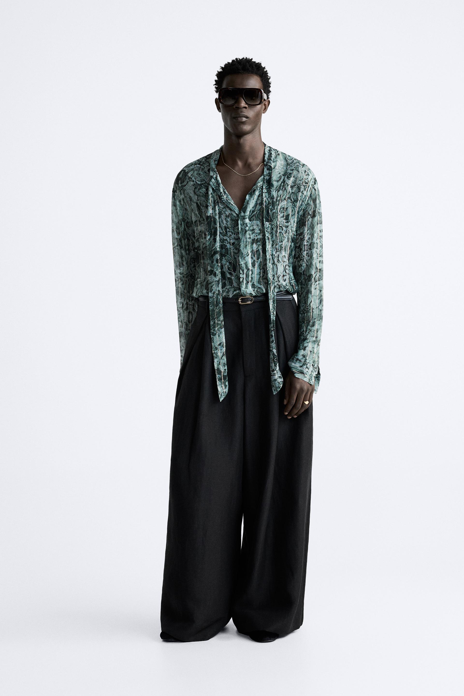 Brand New Zara Green Print Satin Trouser Size S  Satin trousers, Printed  satin, Multi coloured trousers