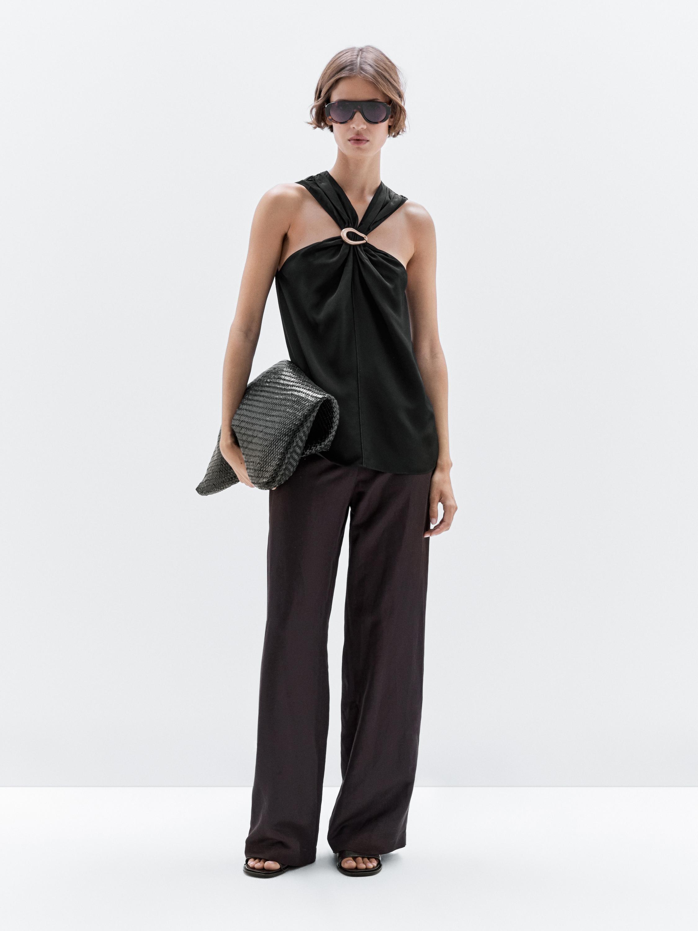 Halter top with removable brooch detail