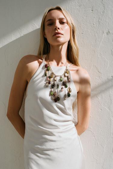 STONE WATERFALL NECKLACE - Golden by Zara