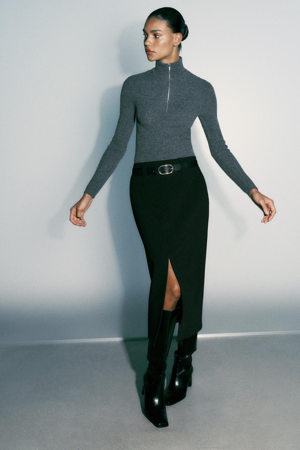 BELTED MIDI SKIRT