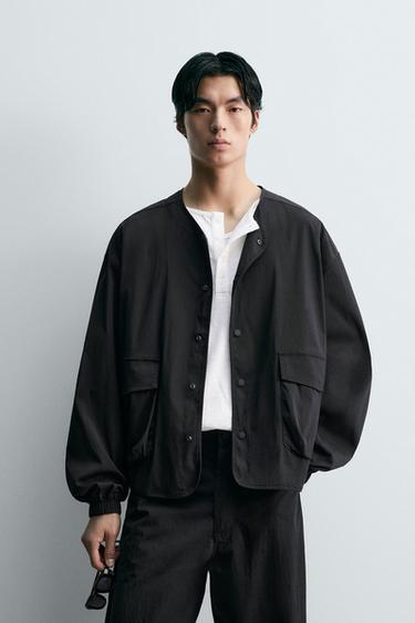 Zara 科技布料口袋外套 - 黑色