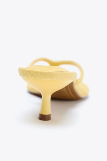 SOFT-FINISH KITTEN HEEL SANDALS - Yellow by Zara - Image 5