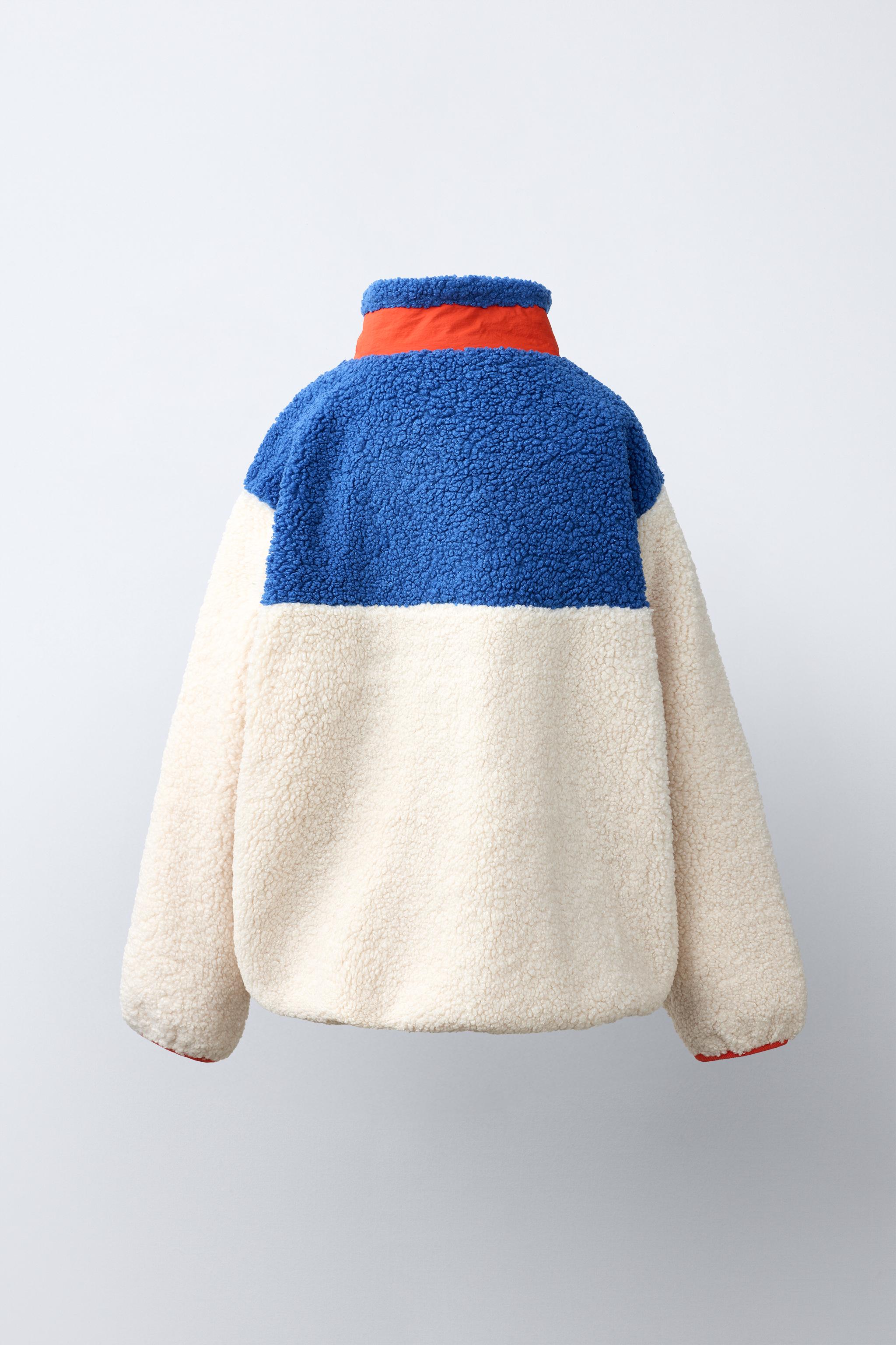 COLORBLOCK FAUX SHEARLING JACKET