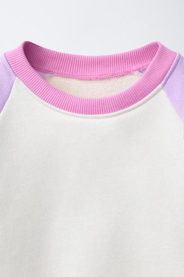 SWEATSHIRT WITH CONTRAST FLORAL SLEEVES - Ecru by Zara - Image 2